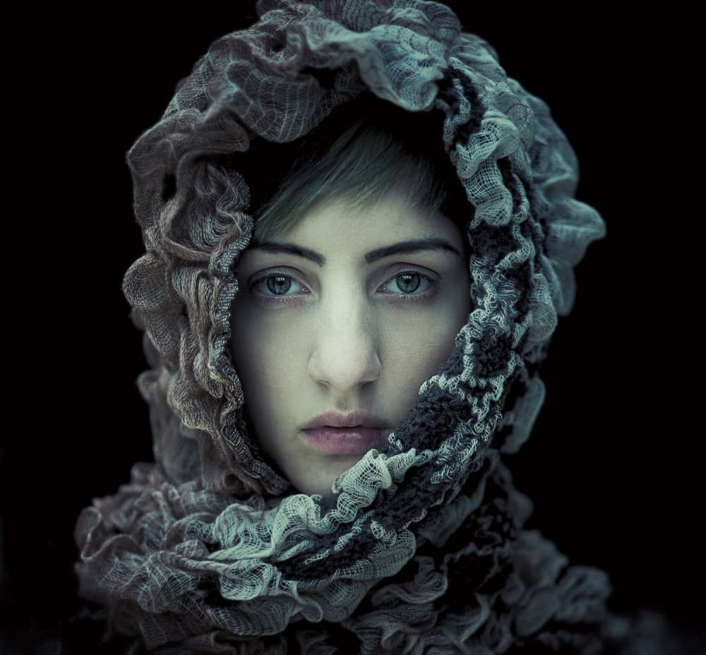 Mysterious Hooded Woman by kenp — canvas wall art