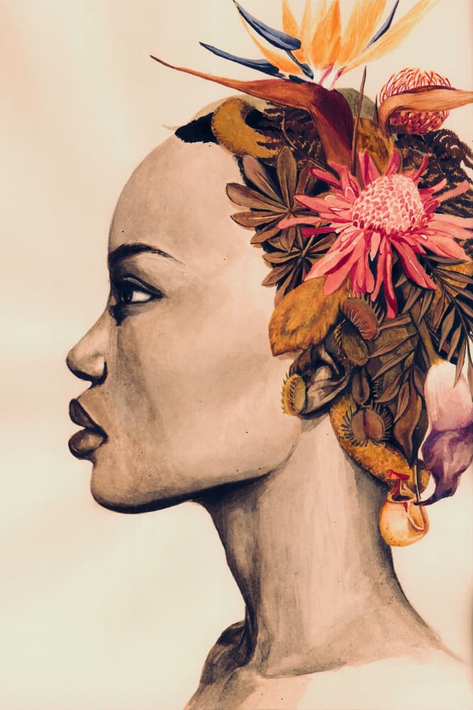 Botanical Crown Woman by Sophia Novosel — canvas wall art