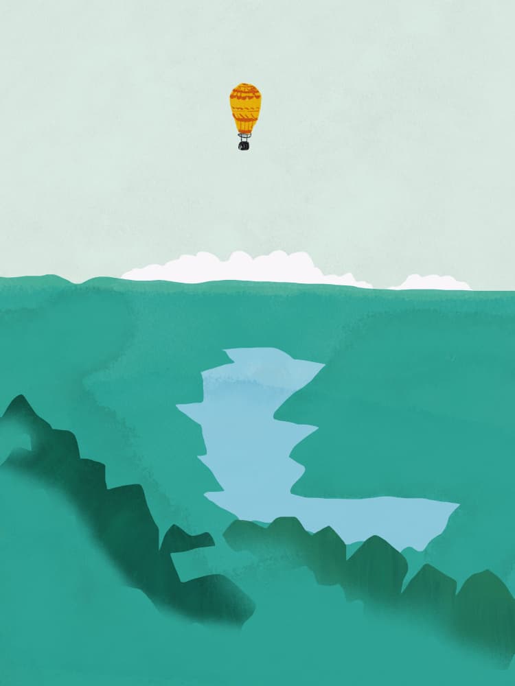 Hot Air balloon wanderlust by Little Dean — canvas wall art