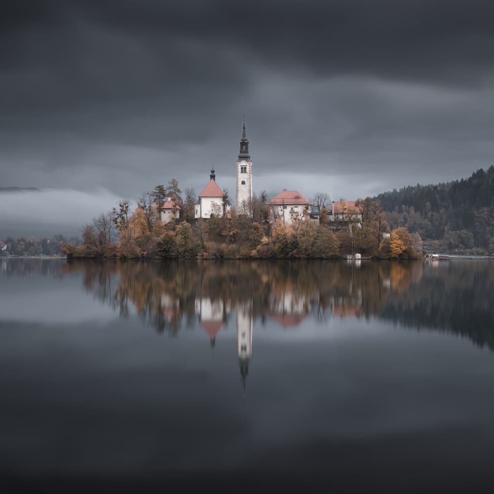 Bled Island Reflection by Tony Xu — canvas wall art