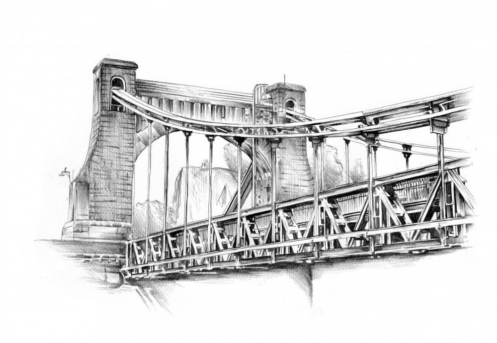Historic Bridge Sketch by Kulik — canvas wall art