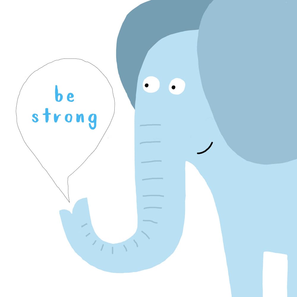 Happy Elephant Be Strong by Carla Daly — canvas wall art