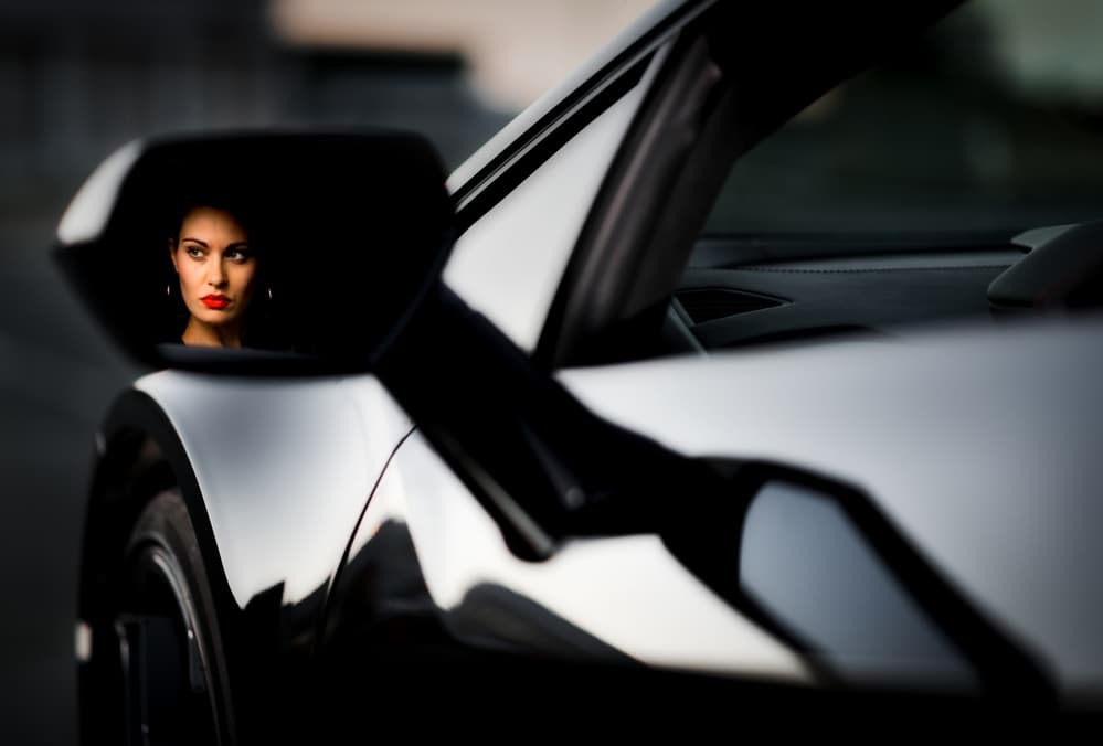 Elegant Woman Car Reflection by Vasil Nanev — canvas wall art