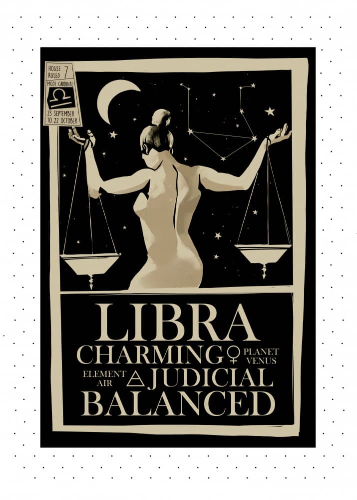 Celestial Libra Scales by Dion Gem — canvas wall art