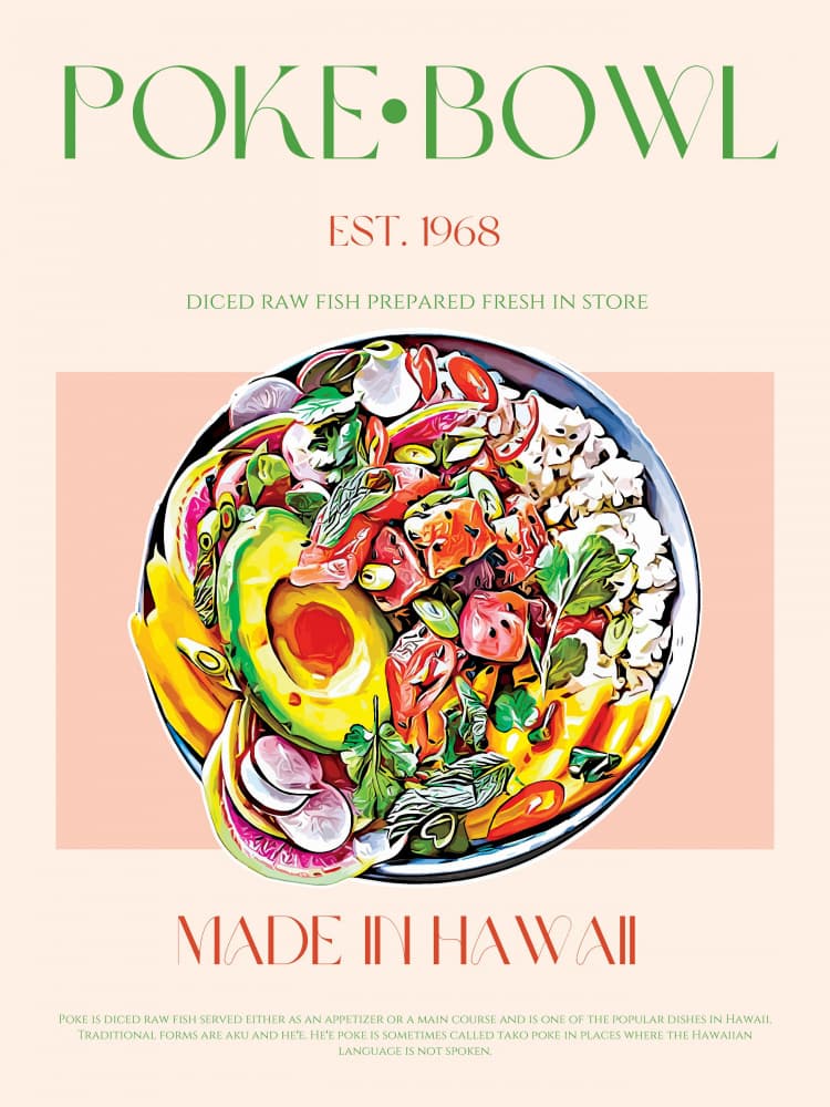 Hawaiian Poke Bowl by Nazma Khokhar — canvas wall art