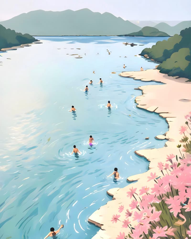 Summer River Swim by Uma Gokhale — canvas wall art