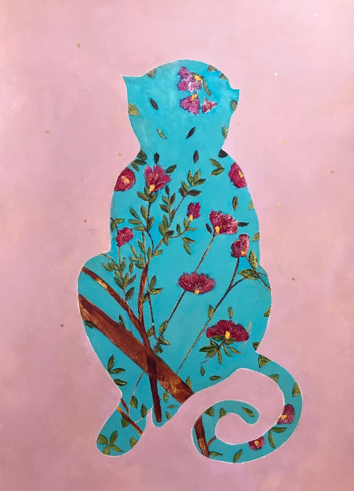 Floral Monkey Silhouette by Karenina Fabrizzi — canvas wall art