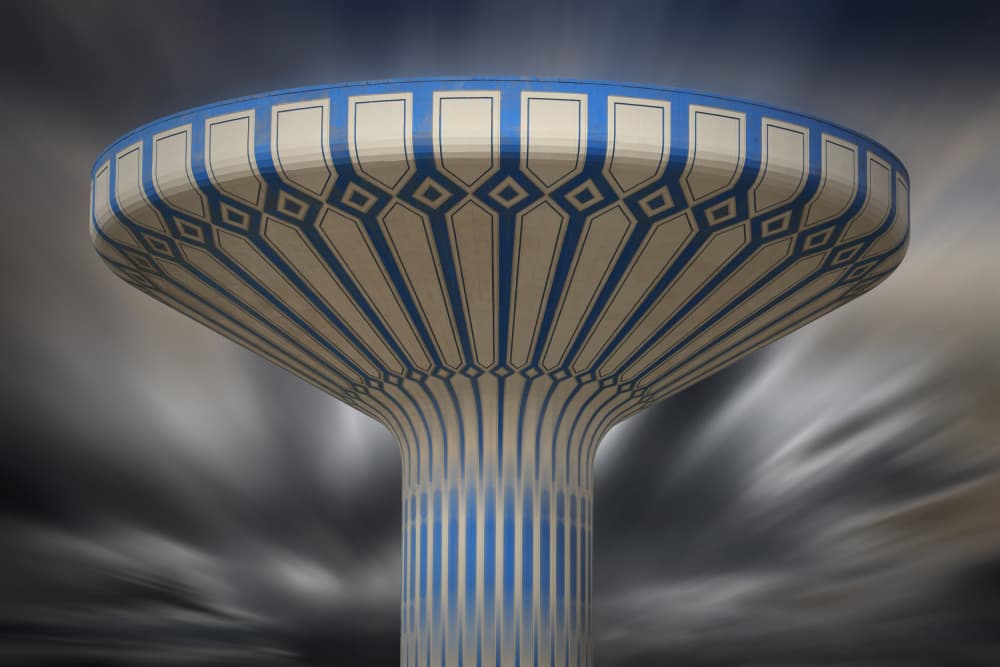 Geometric Water Tower by Hans-Wolfgang Hawerkamp — canvas wall art