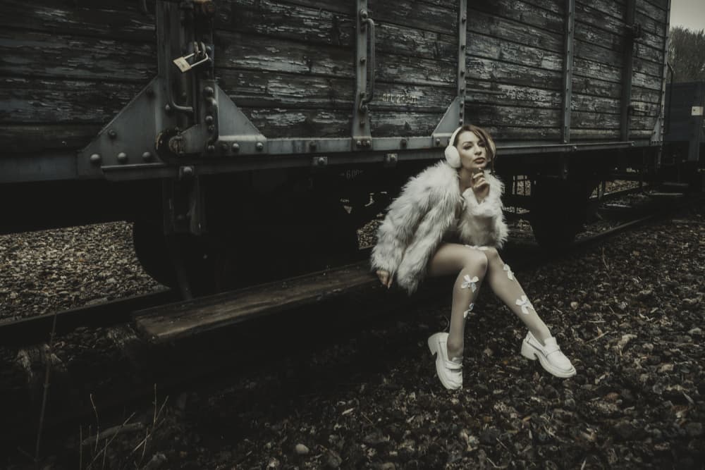 White Fur Train Chic by Georgios Bero — canvas wall art