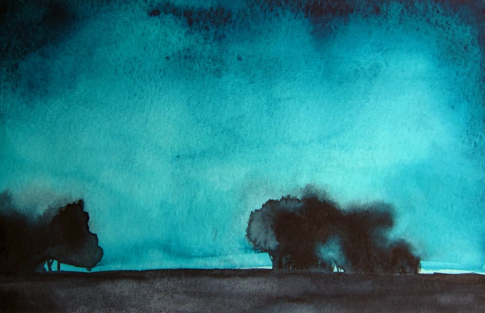 Mysterious Teal Landscape by Christine Lindstrom — canvas wall art