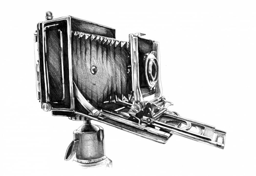 Vintage Camera Drawing by Kulik — canvas wall art