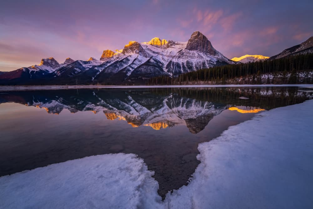 Golden Peaks Reflection by Yongnan Li (李永男) — canvas wall art