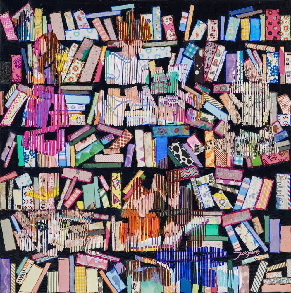 Whimsical Bookshelf Patterns by Jukyong Park — canvas wall art