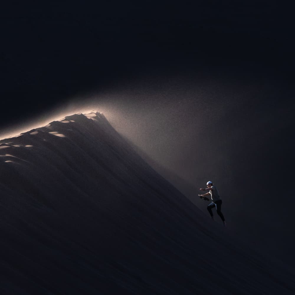 Solitary Dune Ascent by Aidong Ning — canvas wall art