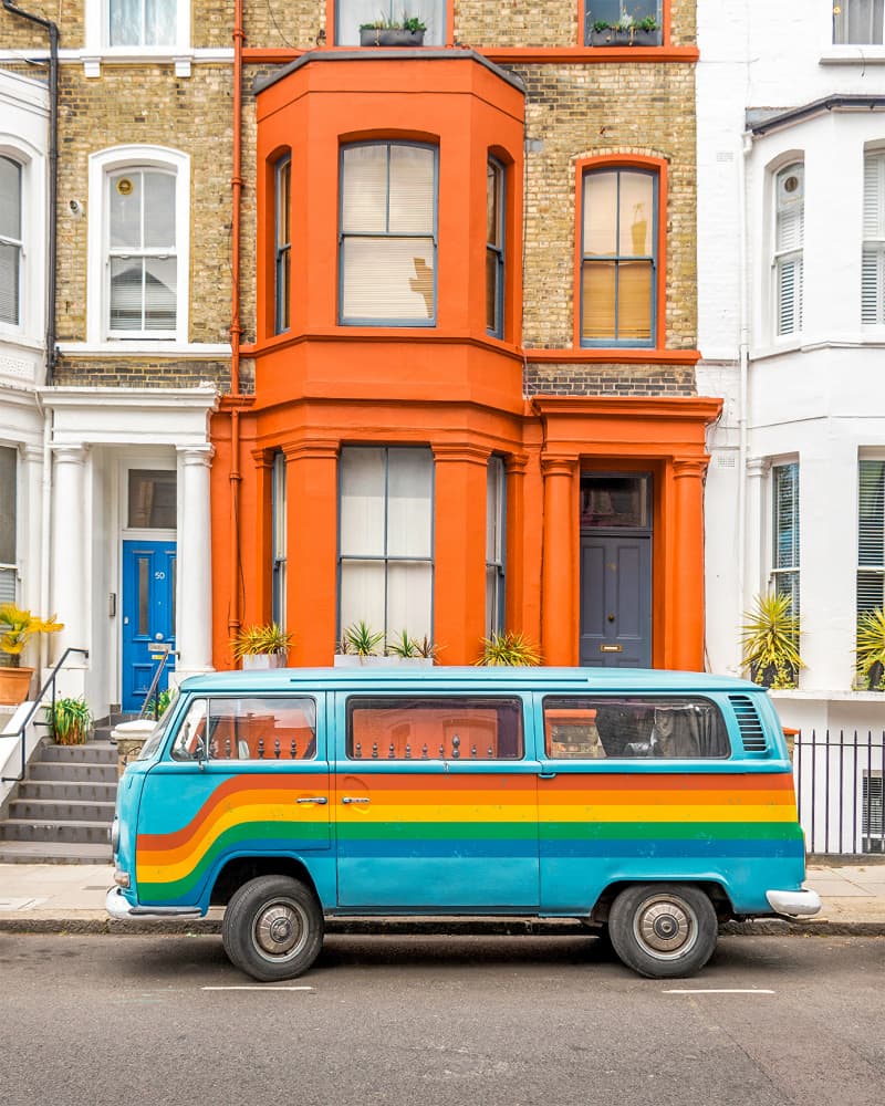 Rainbow Van Urban Scene by Gabor Estefan — canvas wall art
