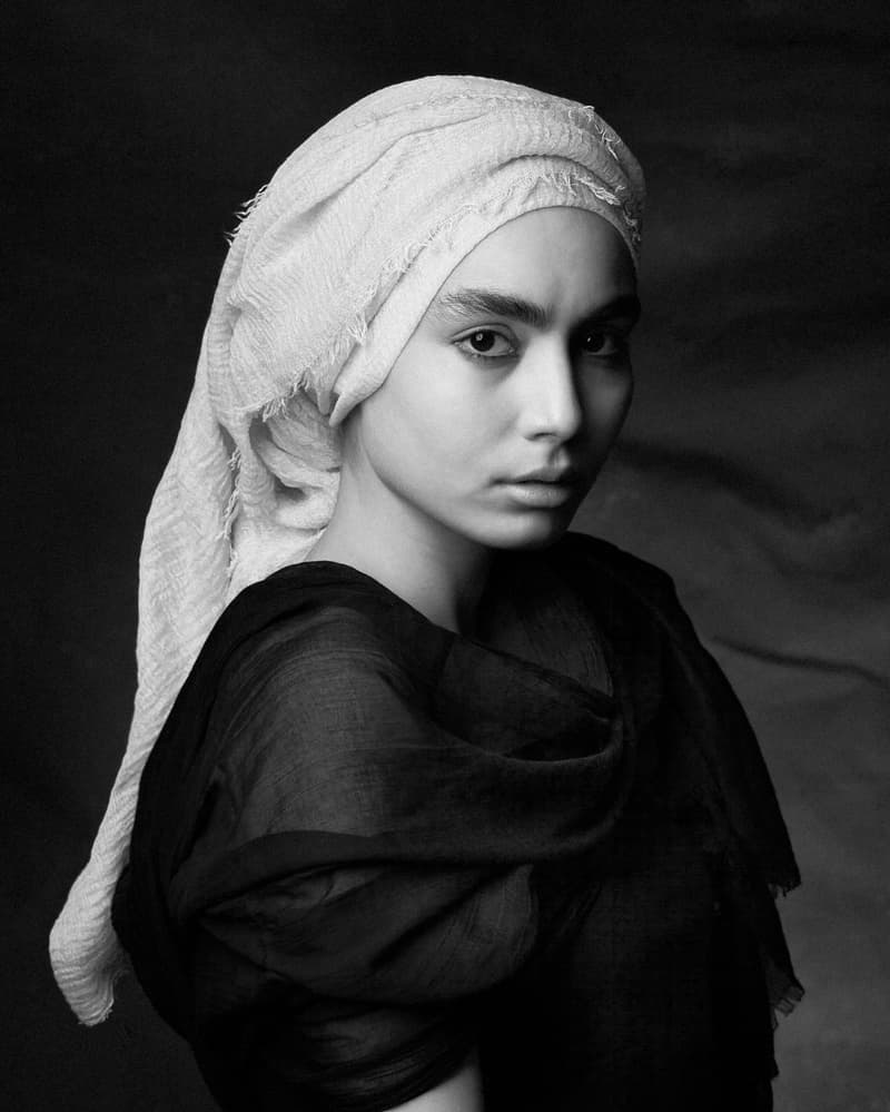 Woman In Draped Scarf by Mehdi Mokhtari — canvas wall art