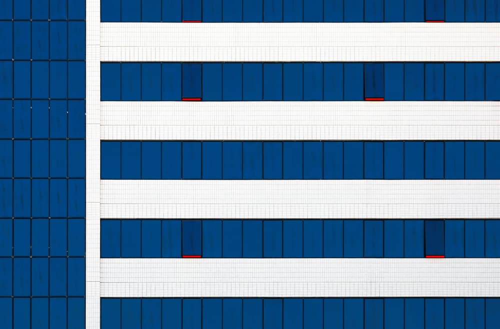 Modern Blue Architecture by Hans-Wolfgang Hawerkamp — canvas wall art