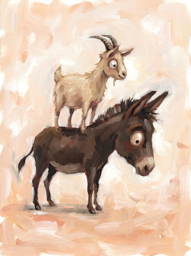 Funny Goat Donkey by HUGO — canvas wall art