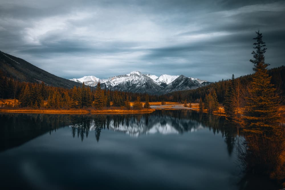Majestic Mountain Lake Reflection by Alex Zhao — canvas wall art