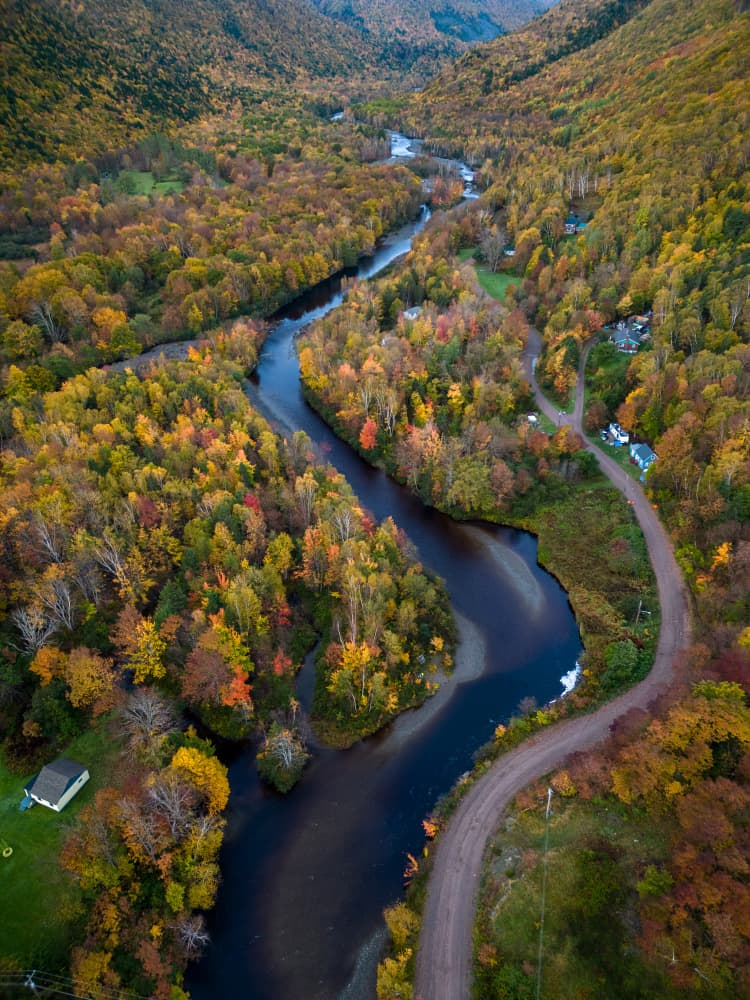 Colorful Autumn River Valley by Ambar Saha — canvas wall art