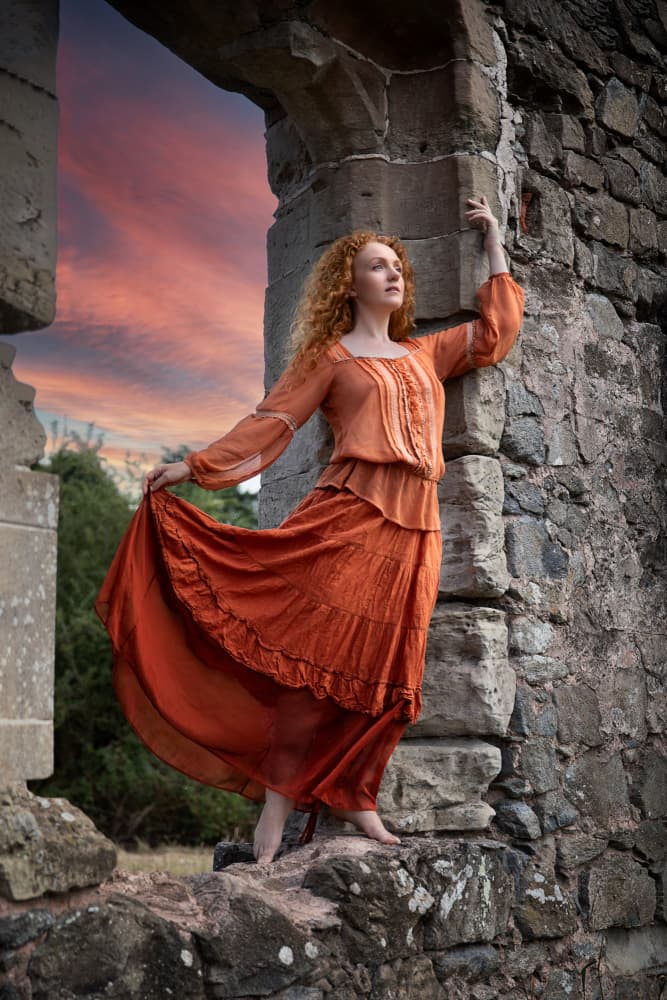 Woman in Sunset Ruins by Jan Slotboom — canvas wall art