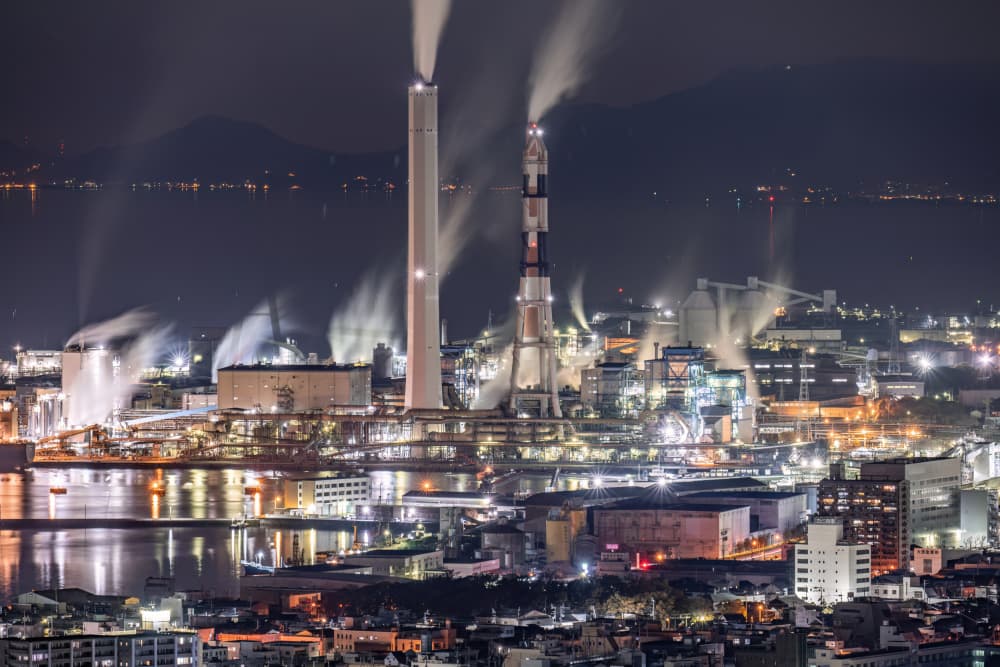 Glowing Factory Night by Kobayashi Tetsurou — canvas wall art