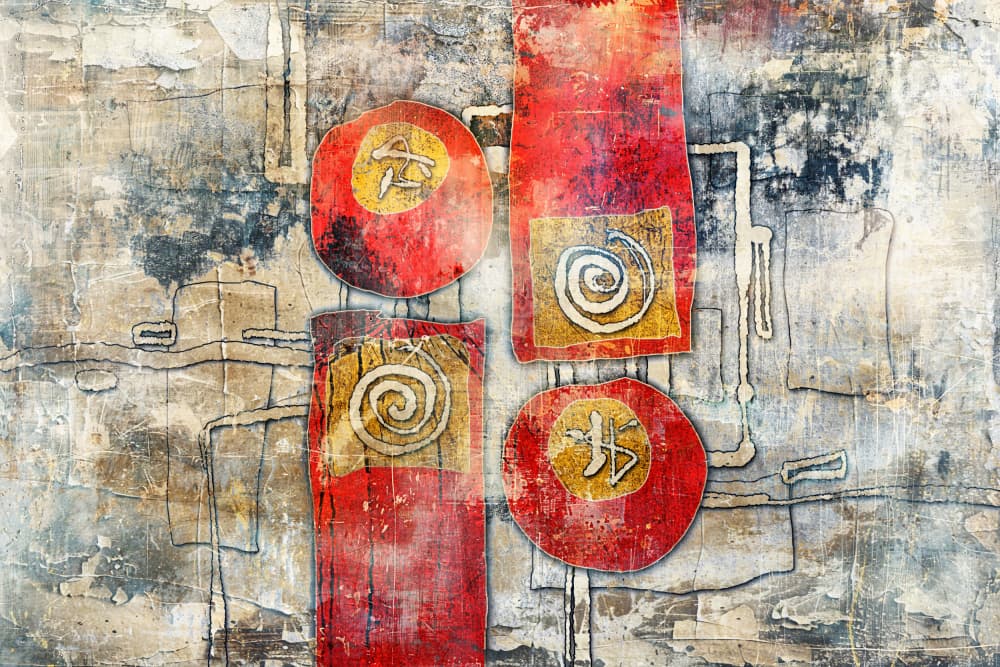 Rustic Textured Symbols by Rafal Kulik — canvas wall art