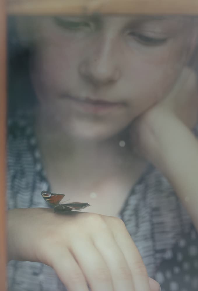 Child's Butterfly Moment by Mirjam Delrue — canvas wall art