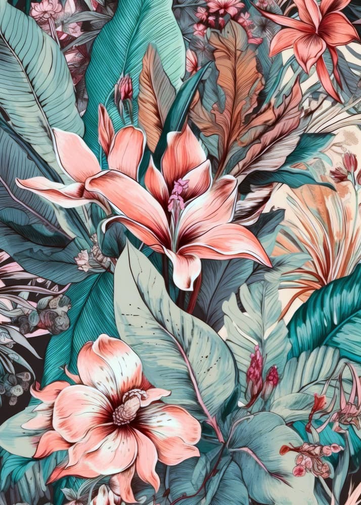 Tropical Floral Bloom by Justyna Jaszke — canvas wall art