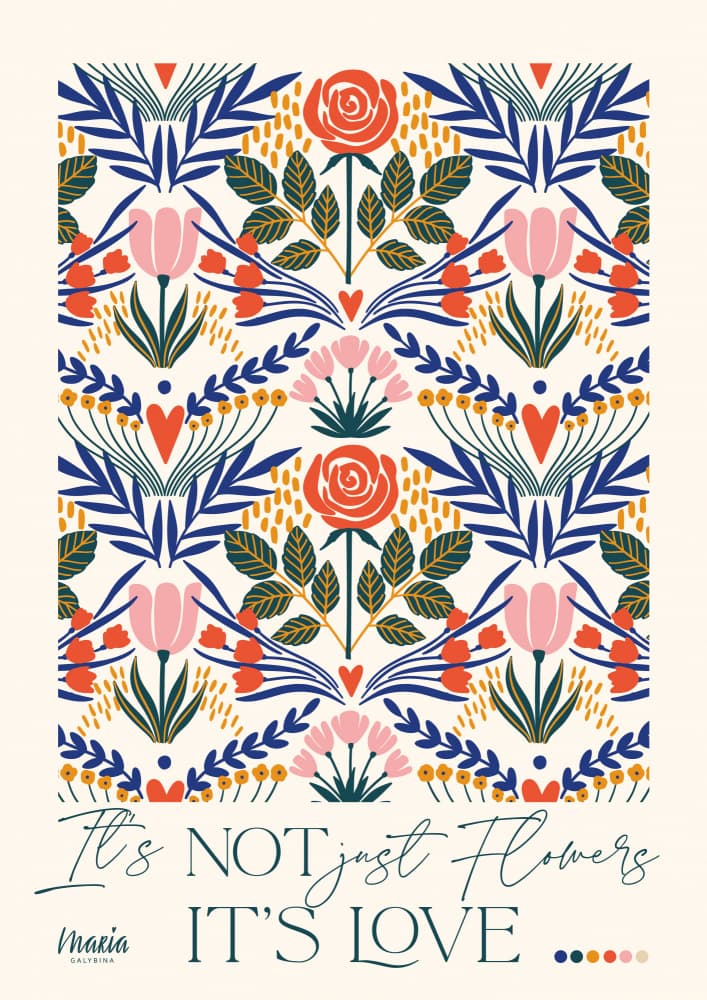 Vibrant Botanical Love by Maria Galybina — canvas wall art