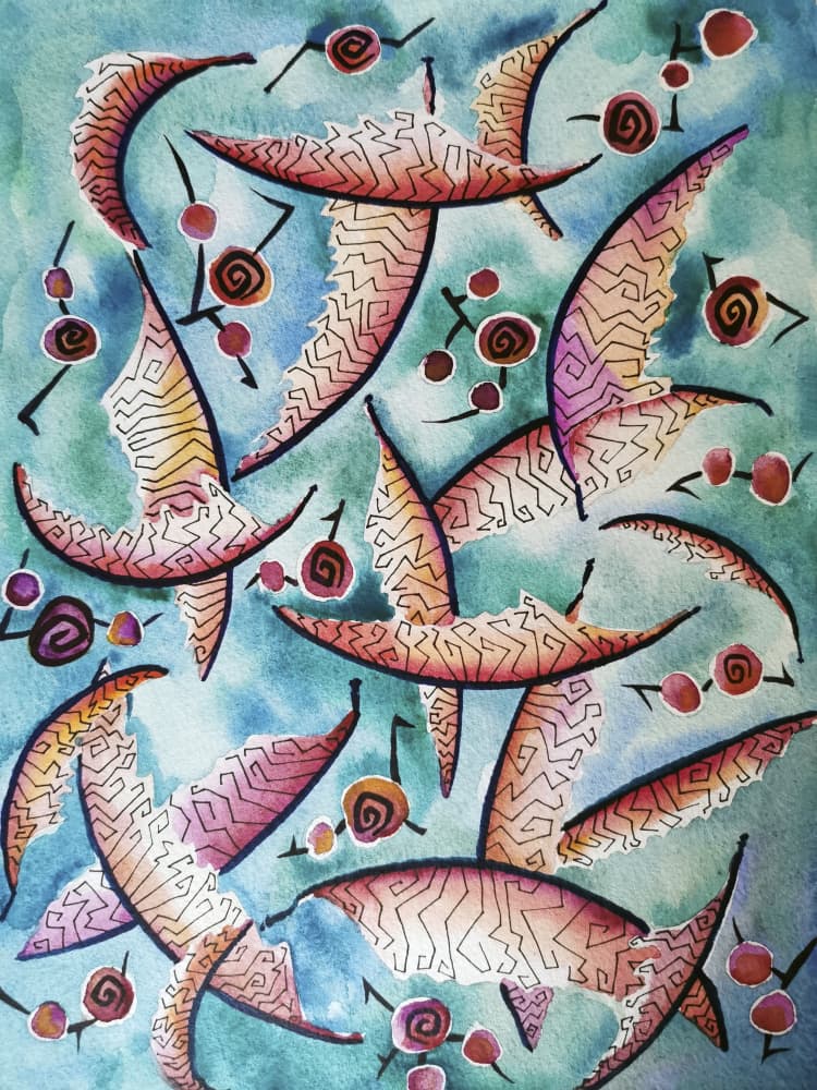 Whimsical Flying Birds by Angelo Cerantola — canvas wall art