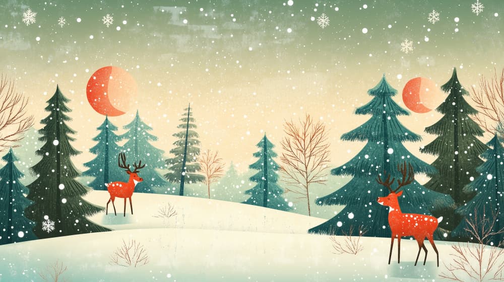 Red Deer Winter Wonderland by Pictufy Studio IV — canvas wall art