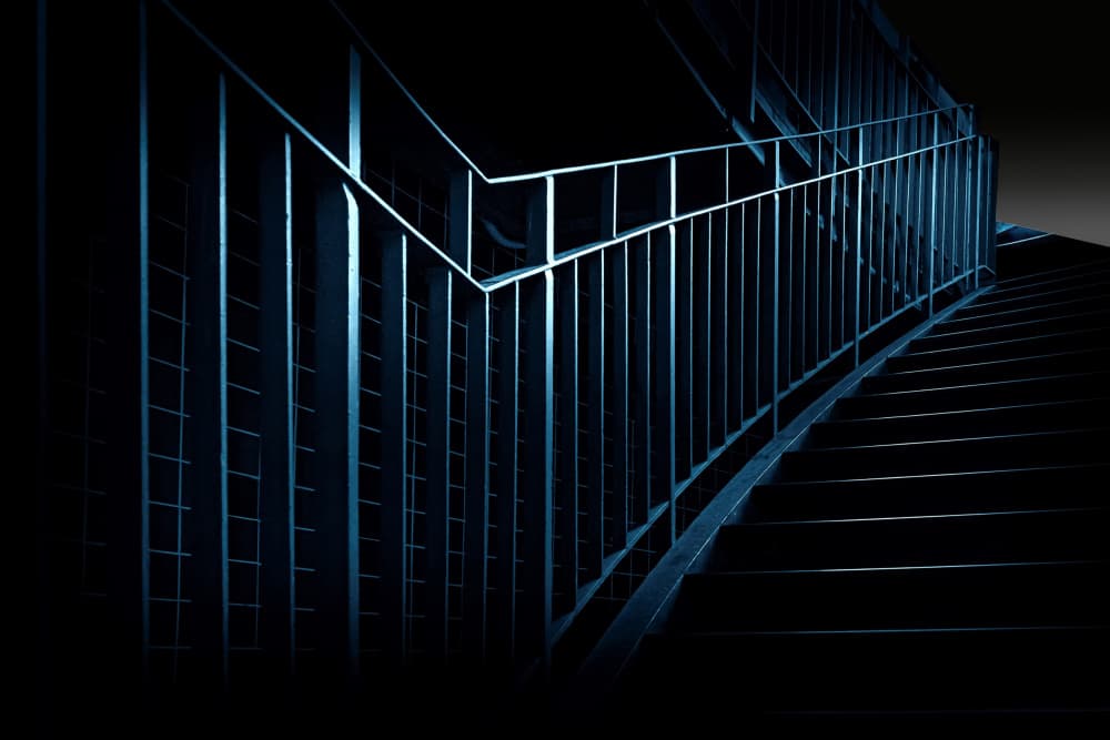 Dark Blue Modern Staircase by Anita Martin AnnaPileaFotografie — canvas wall art