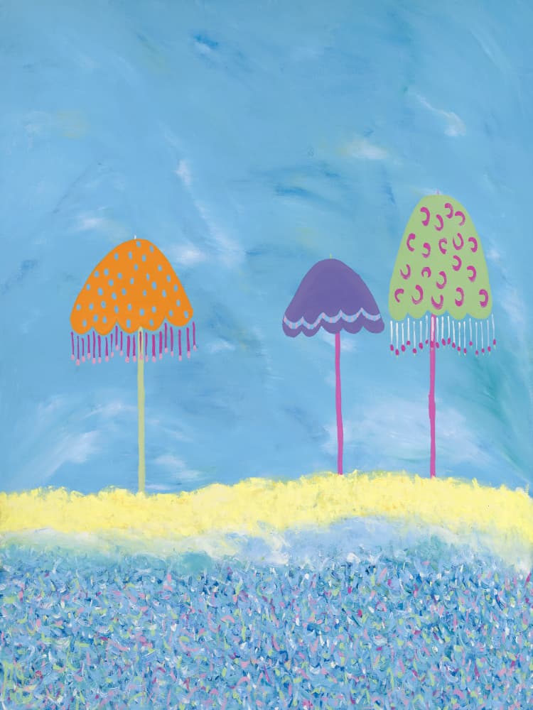 Colorful Beach Umbrellas by Helen Joynson — canvas wall art
