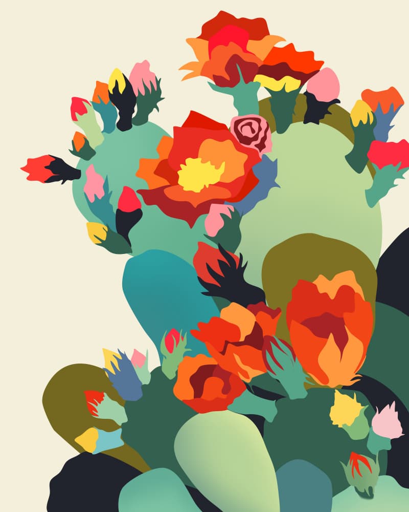 Vibrant Cactus Bloom by Uma Gokhale — canvas wall art