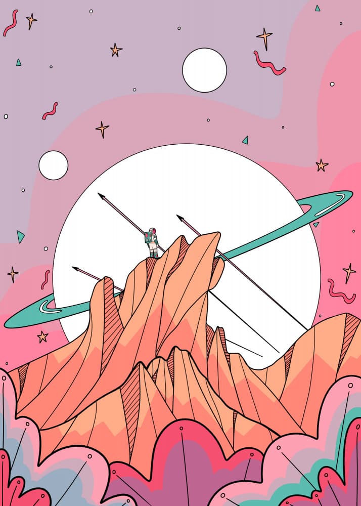 Cosmic Mountain Adventure by Stephen Wade — canvas wall art