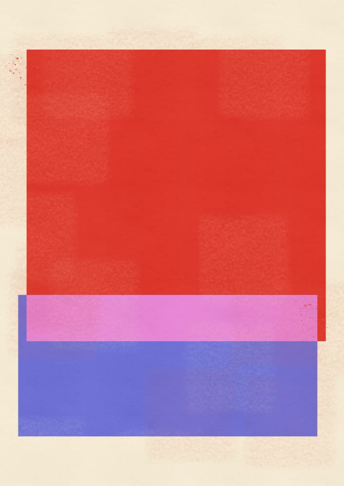 Red Pink Blue Abstract by Nicholas — canvas wall art