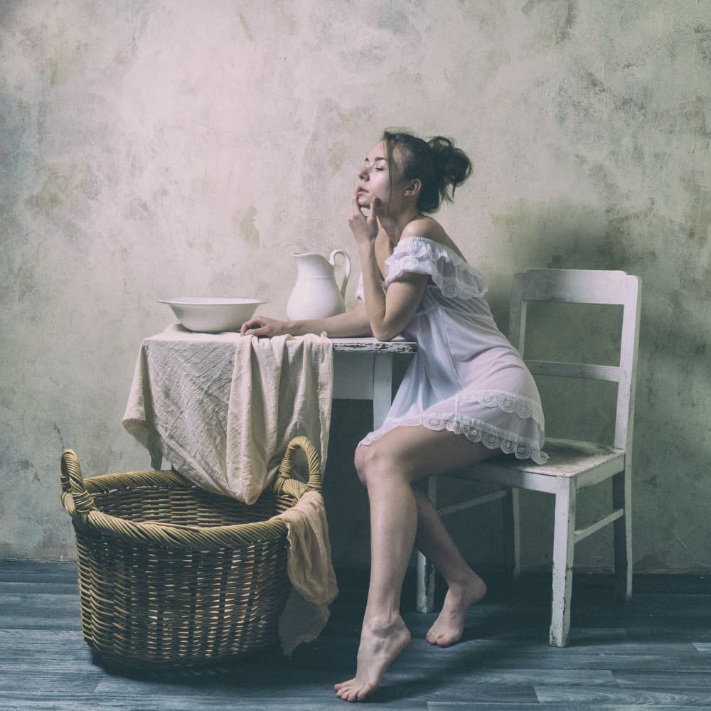 Vintage Pensive Woman by Ruth Franke — canvas wall art