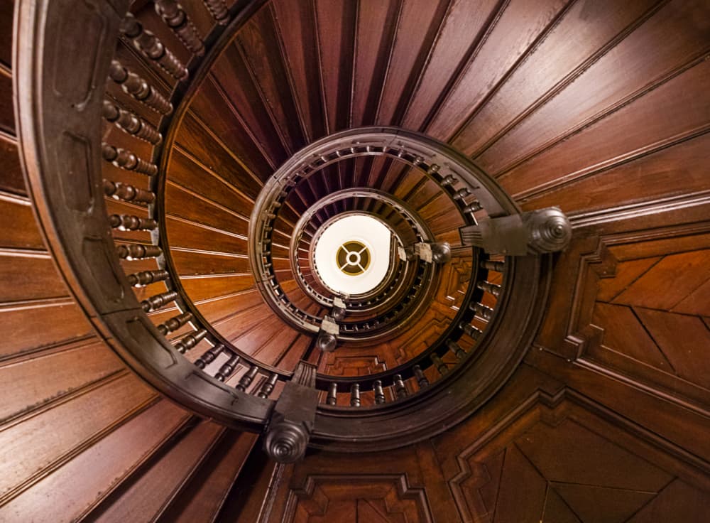 Elegant Spiral Staircase by Michael Allmaier — canvas wall art