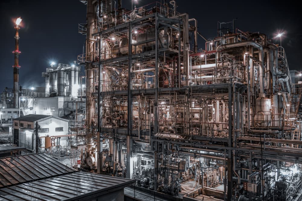 Industrial Night Glow by Tomoshi Hara — canvas wall art