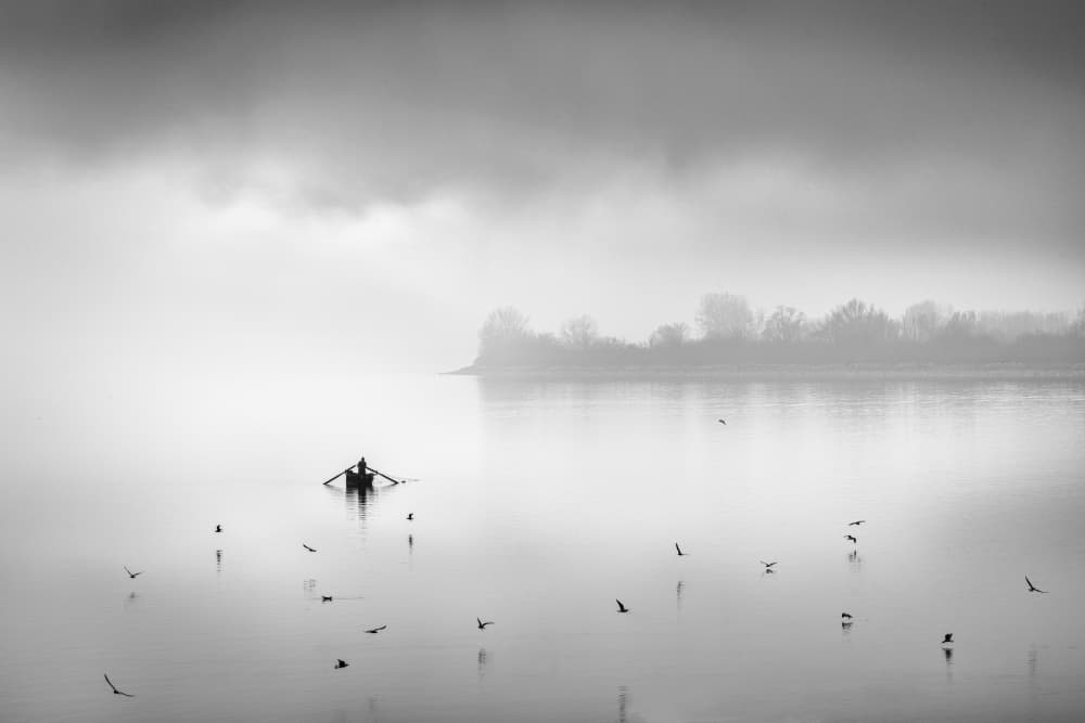 Misty Lake Rower by George Digalakis — canvas wall art