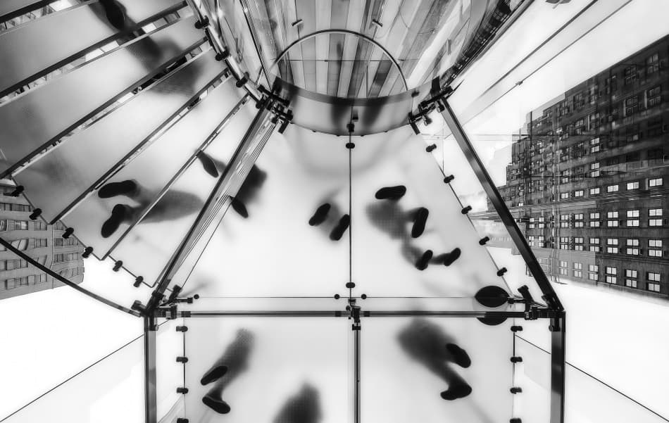 Feet On Glass Stairs by Javier de la Torre — canvas wall art