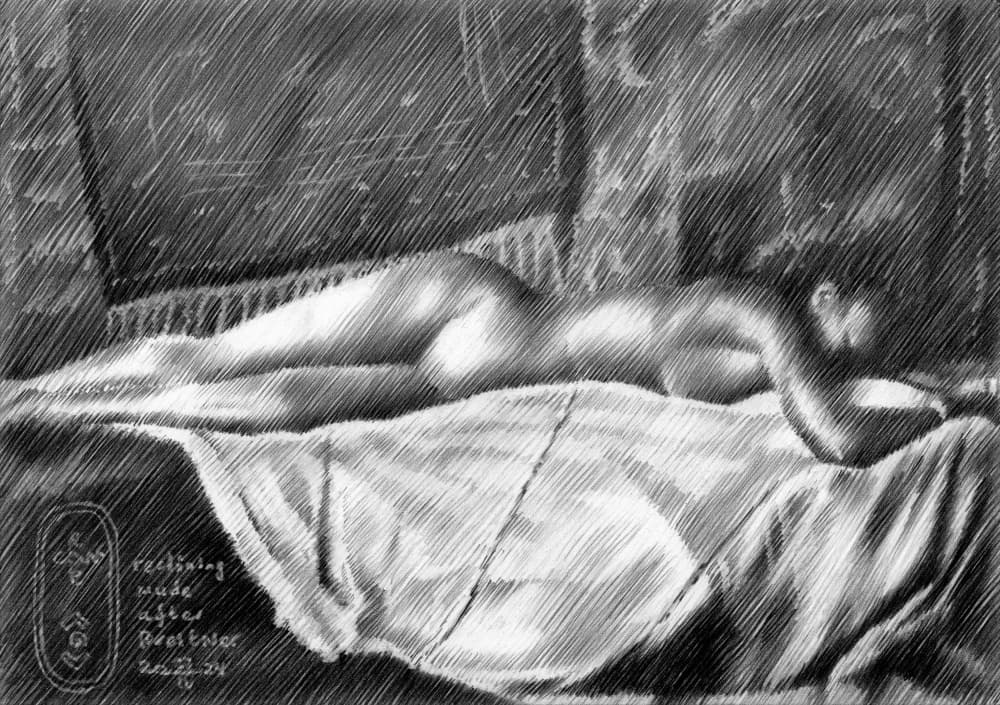 Peaceful Reclining Nude by Corné Akkers — canvas wall art