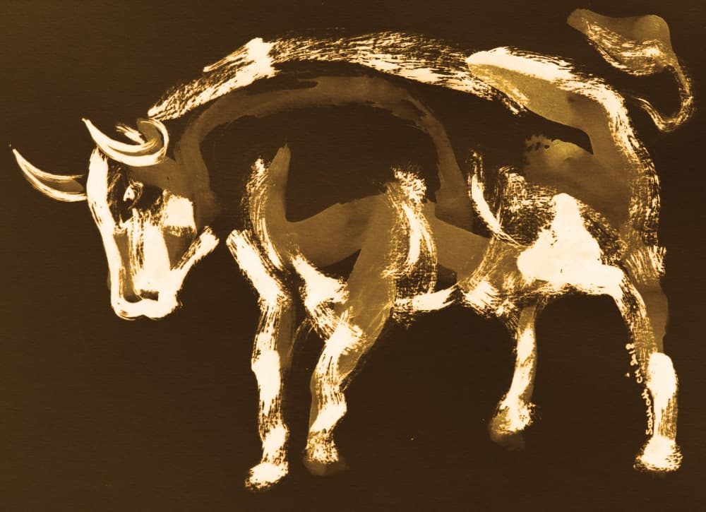Expressive Golden Bull by Santhosh ch — canvas wall art