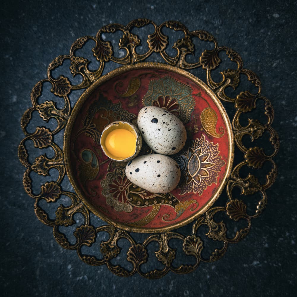 Speckled Eggs Still Life by Karina Aleksandrova — canvas wall art