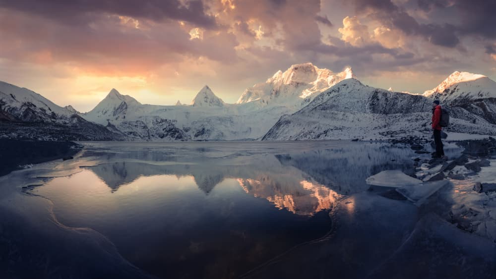 Winter Peak Reflection by qiye — canvas wall art