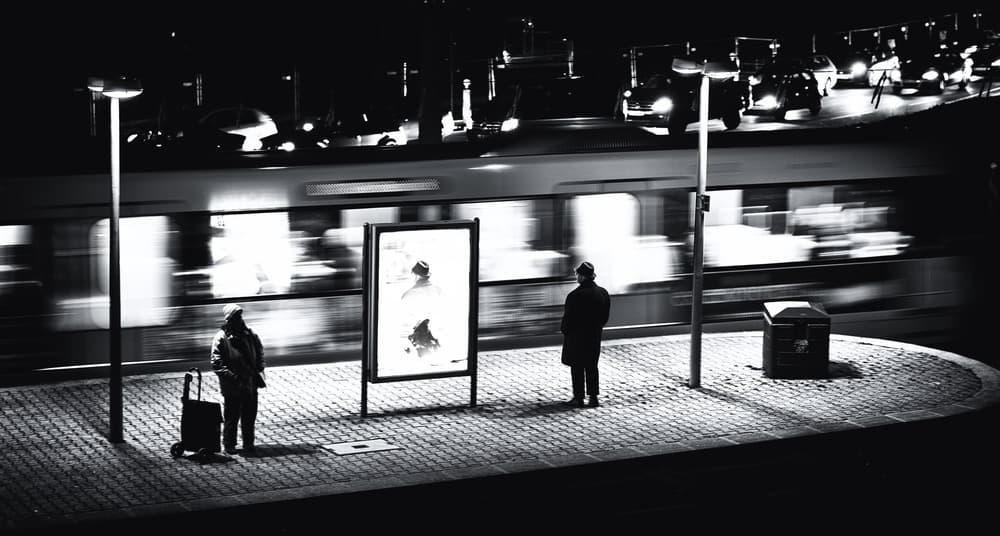 Waiting City Night Train by Jürgen Hartlieb — canvas wall art
