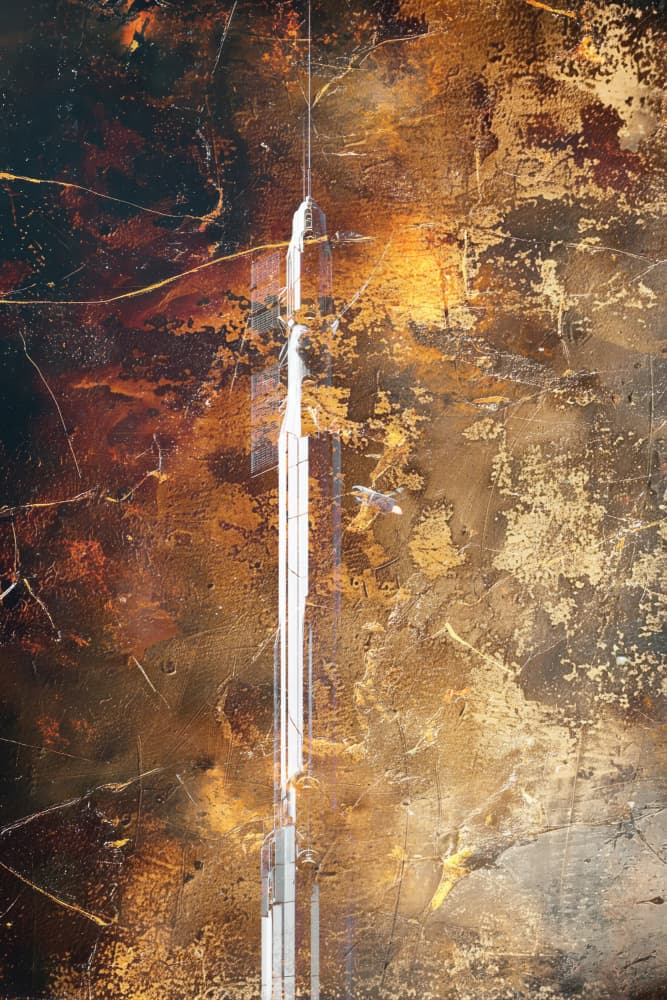 Abstract Golden Tower by Rafal Kulik — canvas wall art
