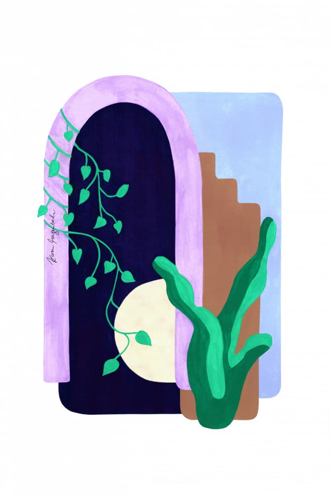 Moonlit Archway Plant by Karen Menzenbach — canvas wall art