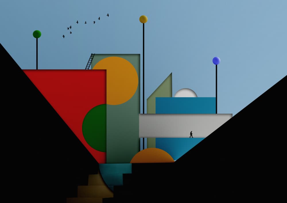 Colorful Geometric Structures by Hadi Malijani (Malenjani) — canvas wall art